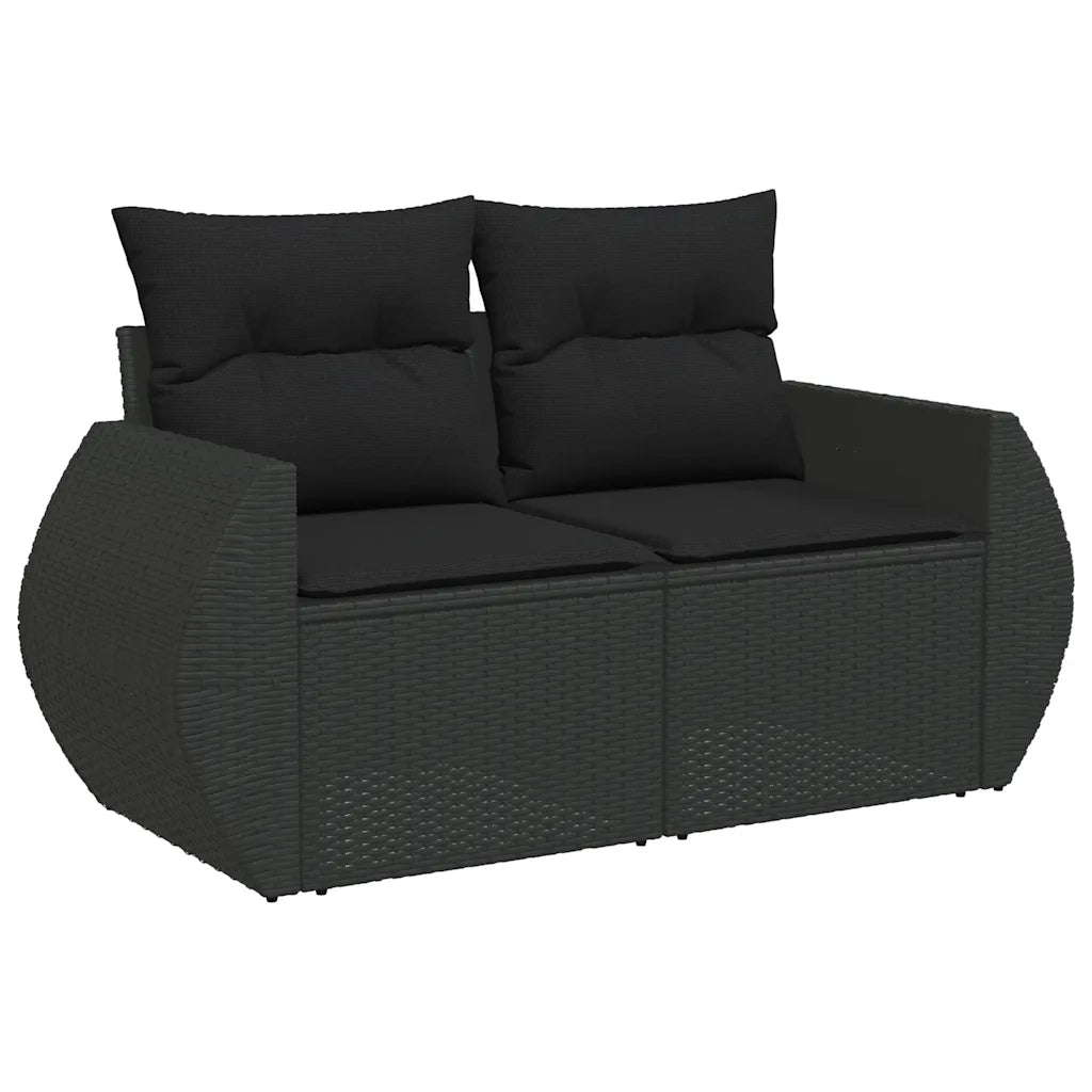 Set Divani da Giardino con Cuscini 7pz Nero Polyrattan 3327219