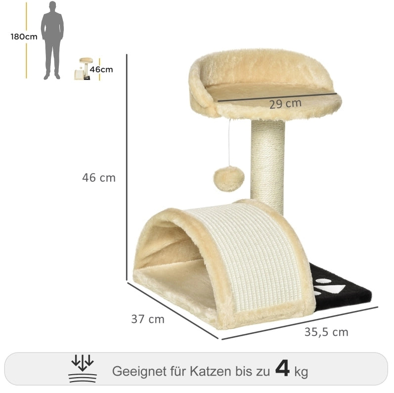 Tiragraffi per gatti beige con ponte in sisal e pallina