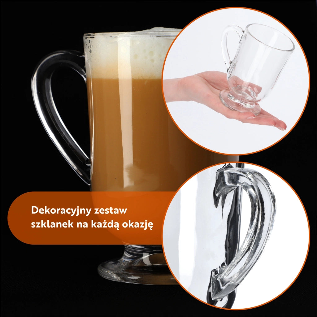 Bicchiere KADAX da 300 ml per caffè, tè, bevande, latte macchiato, acqua, con manico per succhi di frutta.