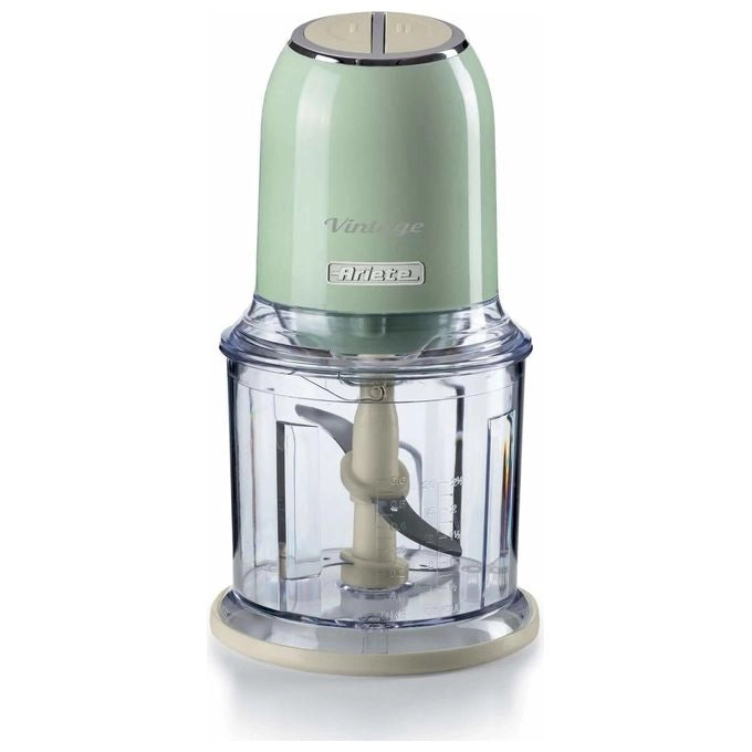 Ariete 0438 Vintage Tritatutto Chopper e Tritaghiaccio 2 velocita' 4 lame Acciaio Inox 600 ml 400 W colore Verde