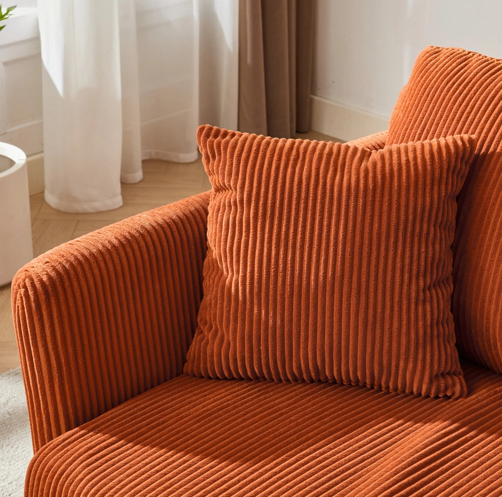 Divano letto trasformabile 182 cm in velluto a coste arancione HOMVRA