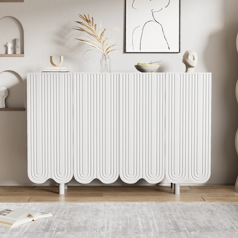Credenza con Ante Sagomate ¨C MINIMAL ¨C Legno, Design Moderno