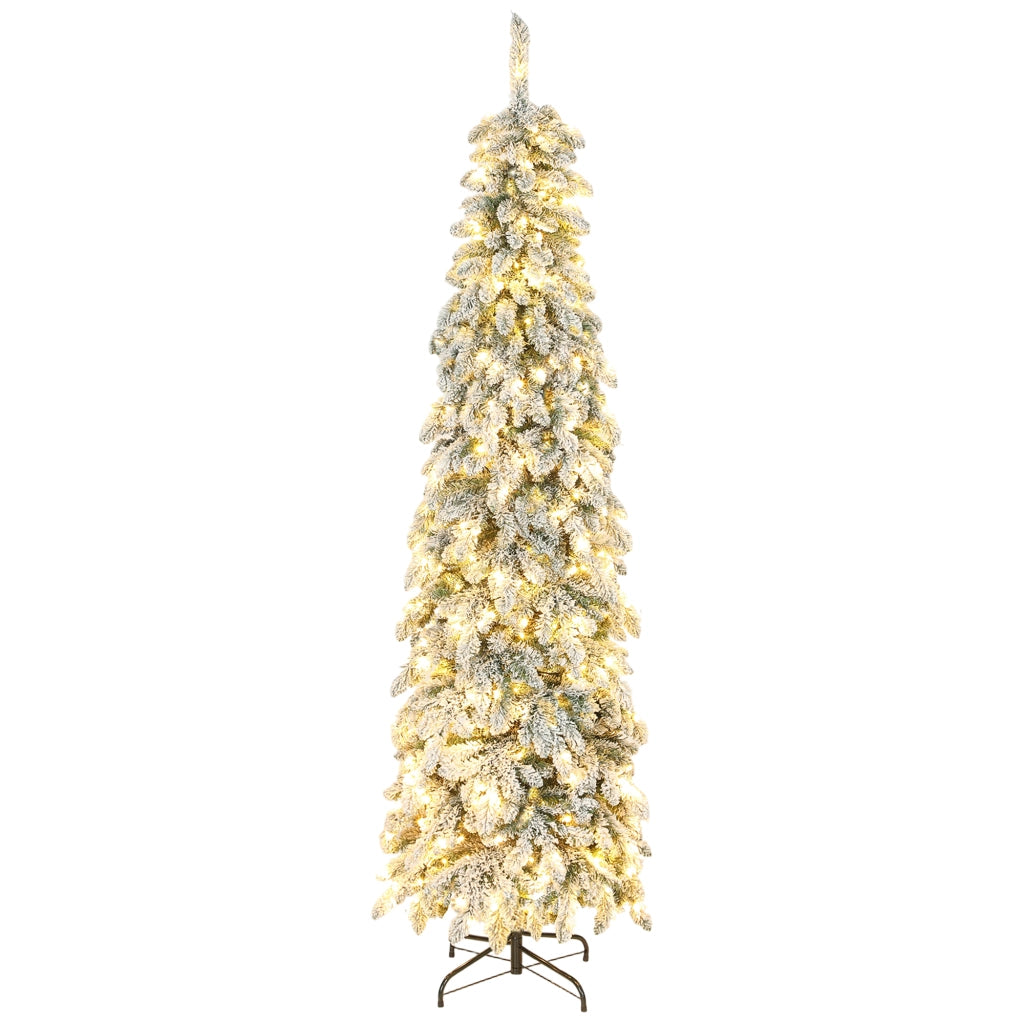 Albero di Natale Stretto 225 cm con Luci LED Bicolori ¨C Minimal ¨C Verde