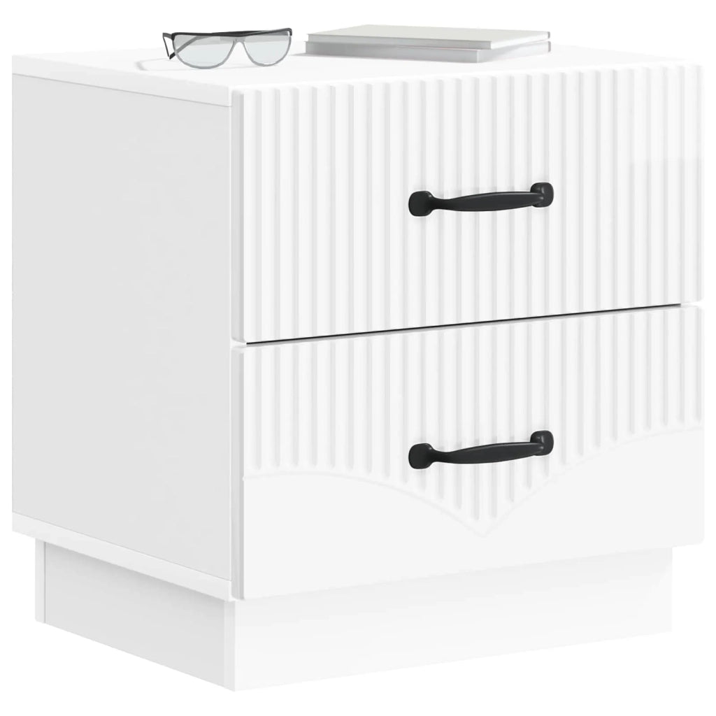 Set di 2 Comodini | Armadio da Notte | Mobiletto da notte Bianco Lucido 43 x 34,5 x 44,5 cm