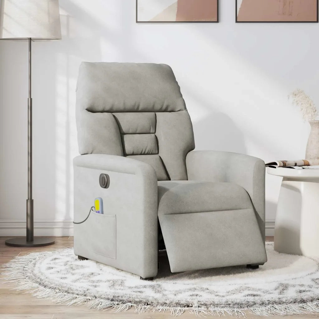 Divano Sedia-Poltrona Reclinante Massaggi Elettrica Grigio Chiaro Microfibra 744541