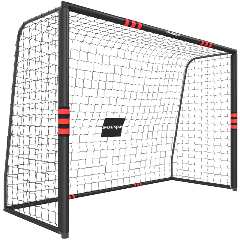 Porta da calcio da giardino con protezione imbottita e ancoraggi a terra, metallo, nero rosso 300×200 cm
