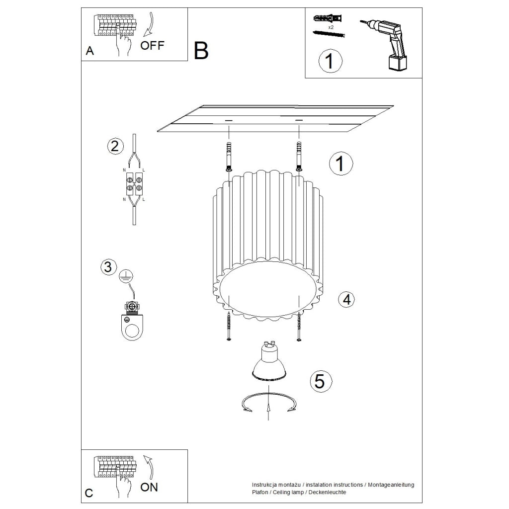 Lampada da soffitto AURA 1 nero GU10