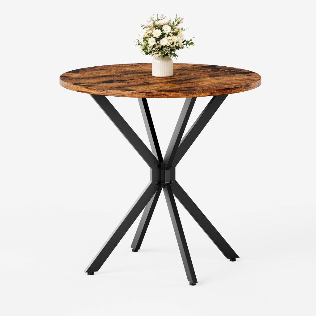Tavolo da pranzo 2 posti con gambe a X e piedi regolabili per cucina Ø80×75 cm