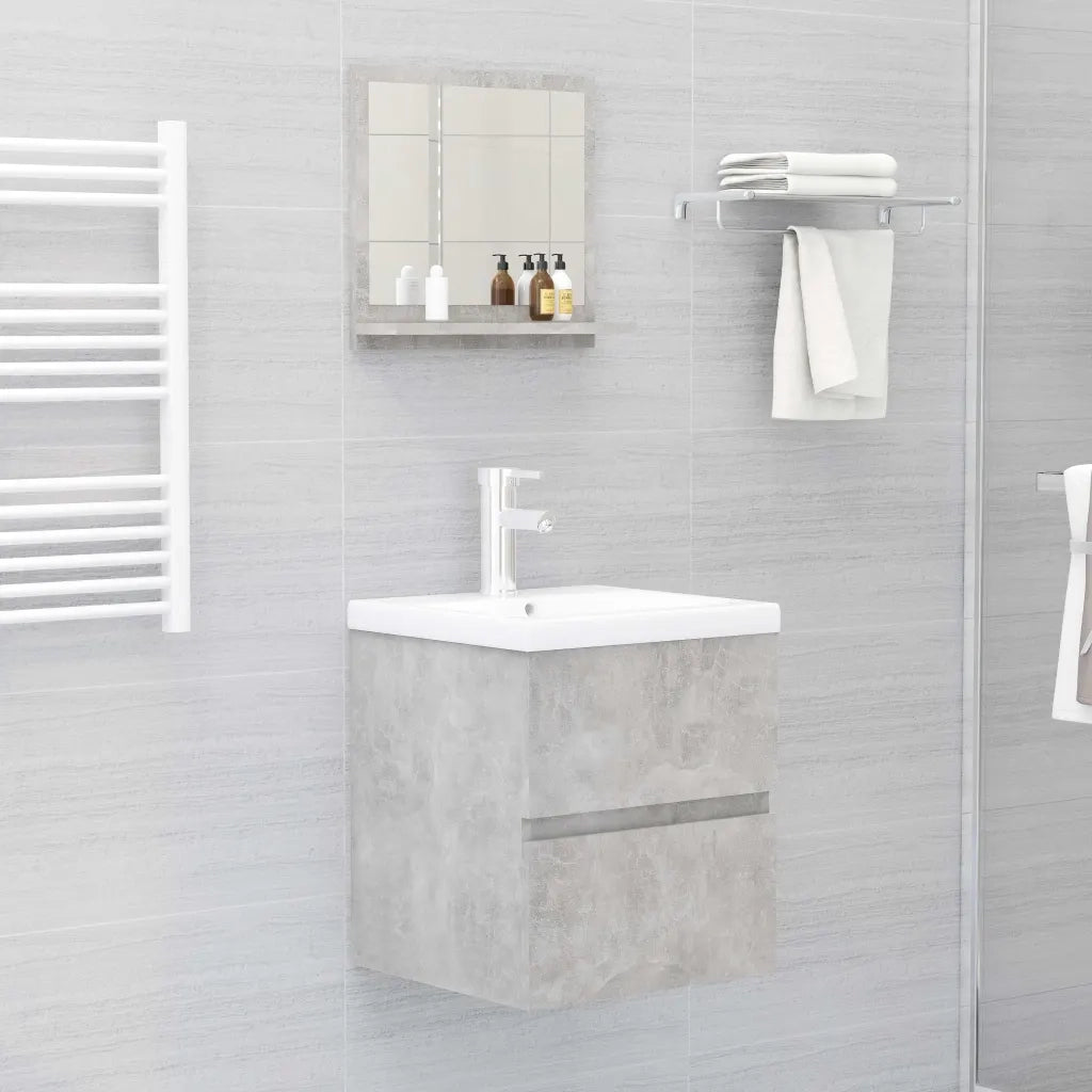 Specchio da Bagno | Specchio decorativo Grigio Cemento 40x10,5x37cm Legno Multistrato