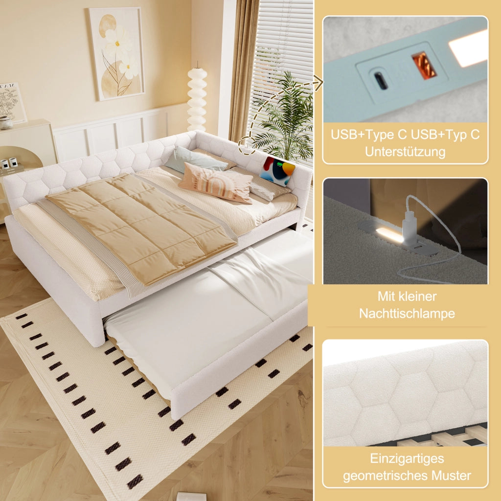 Letto giorno con funzione divano in velluto 140x200 cm