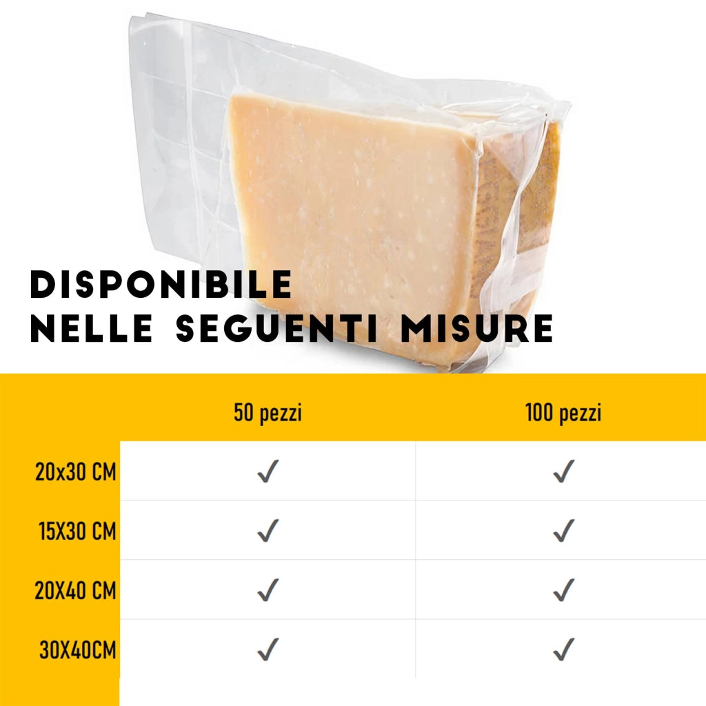 BUSTE SACCHETTI SOTTOVUOTO CONFEZIONE 50 PEZZI 20X40