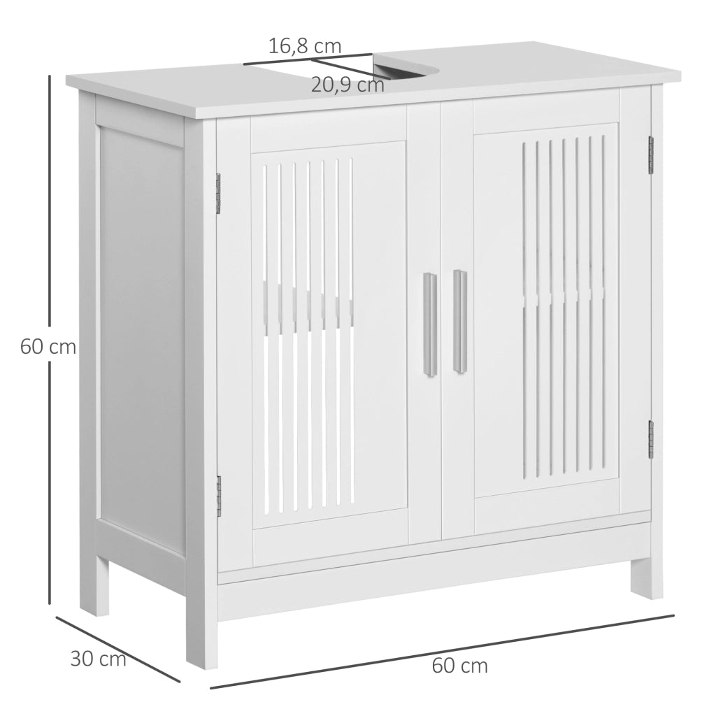 Mobile Sottolavabo Bagno con 2 Ante ¨C Minimal ¨C Legno Bianco 60x30x60 cm