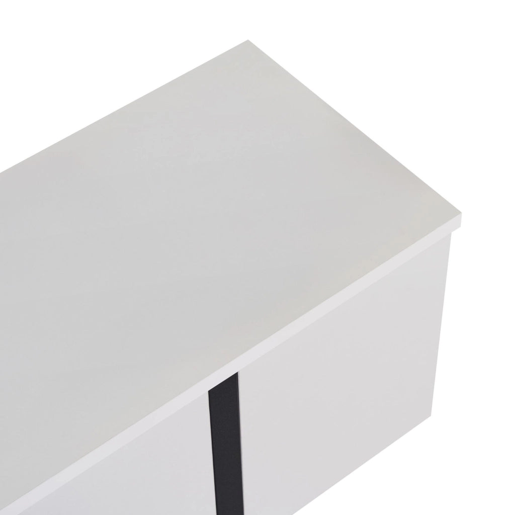 Porta TV in legno "Onera" - 180 x 30 x 45 cm - Bianco-Nero