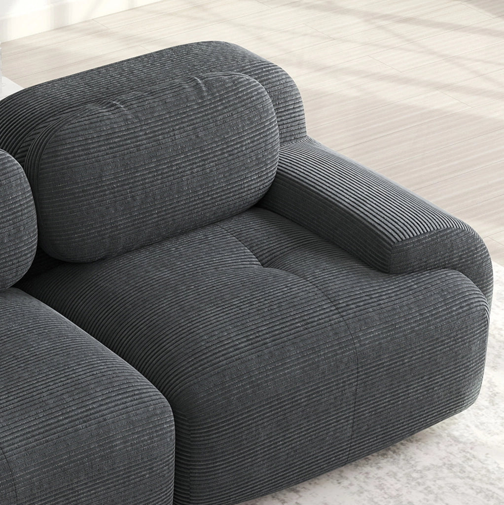 Divano angolare modulare 298.0x178.0x70.0 cm senza montaggio in velluto a coste grigio