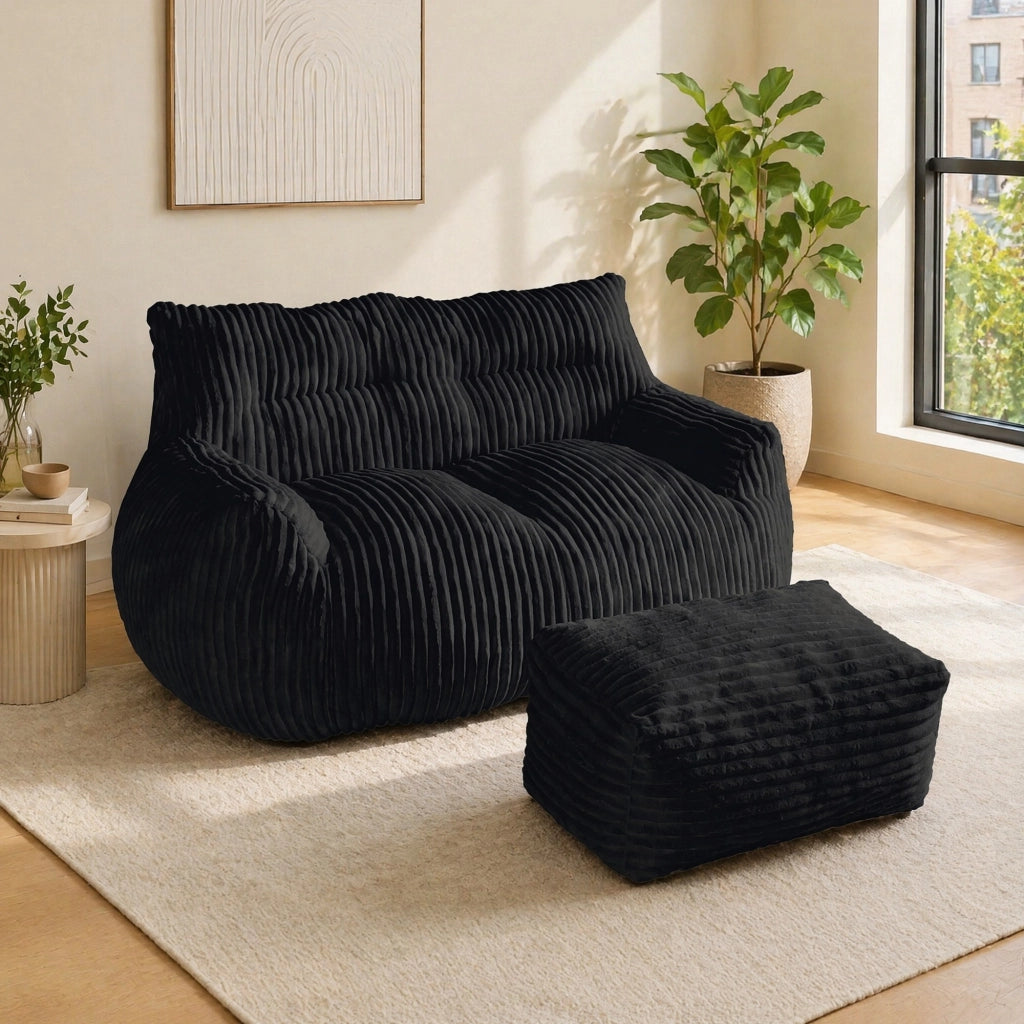 Poltrona pouf lounge grande ergonomica nera