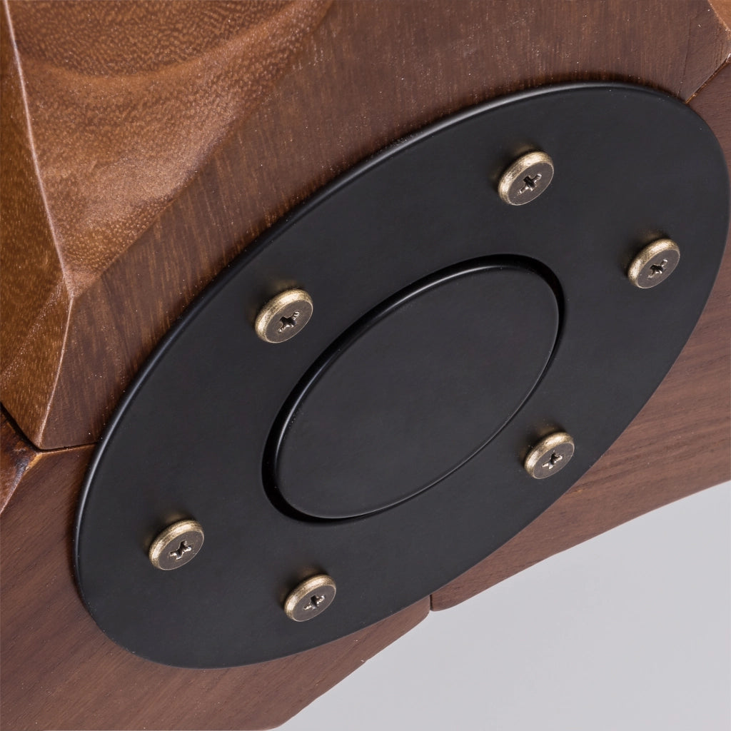 Ventilatore da soffitto senza luce con 3 pale in legno motore DC reversibile con telecomando nero e noce scuro