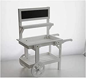CARRETTO PORTA PIANTE IN LEGNO BIANCO CON LAVAGNA 112 X 58,8 X H143,5 CM