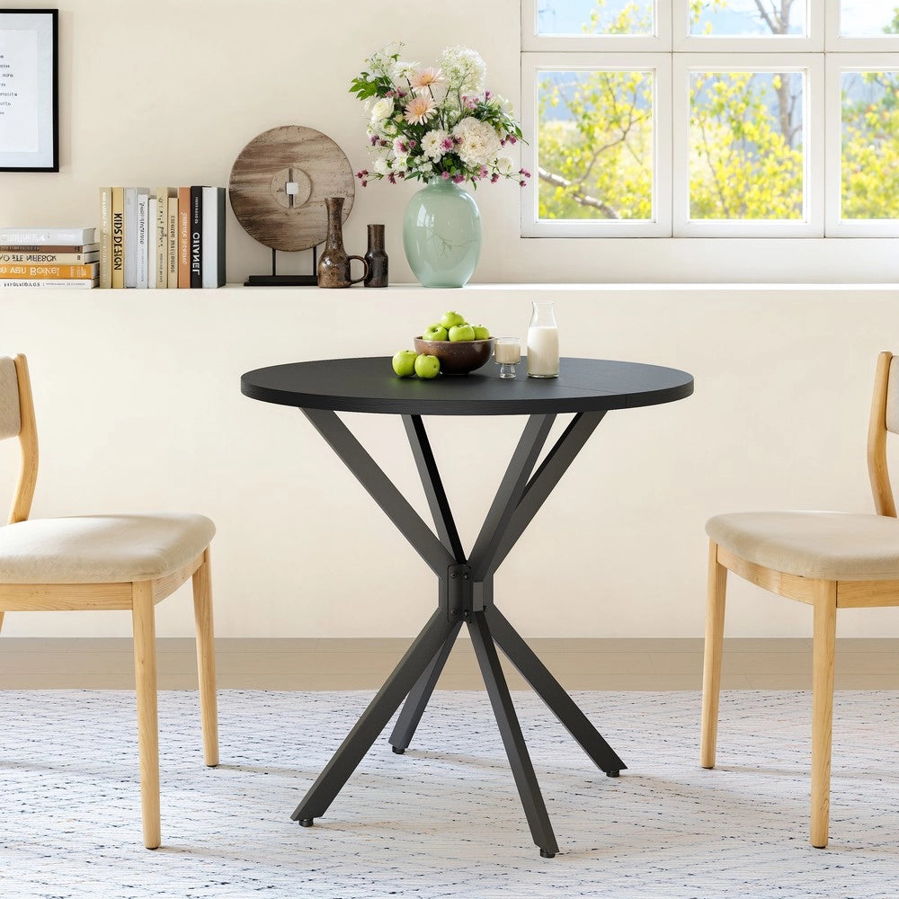 Tavolo Rotondo con Gambe a X ¨C MINIMAL ¨C Nero, 80 cm