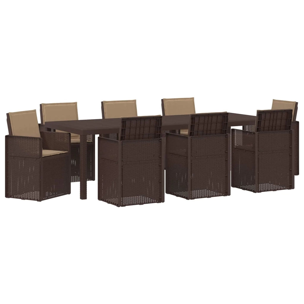 Set da Pranzo per Giardino 9 pcs Marrone e Tortora PP 3430093