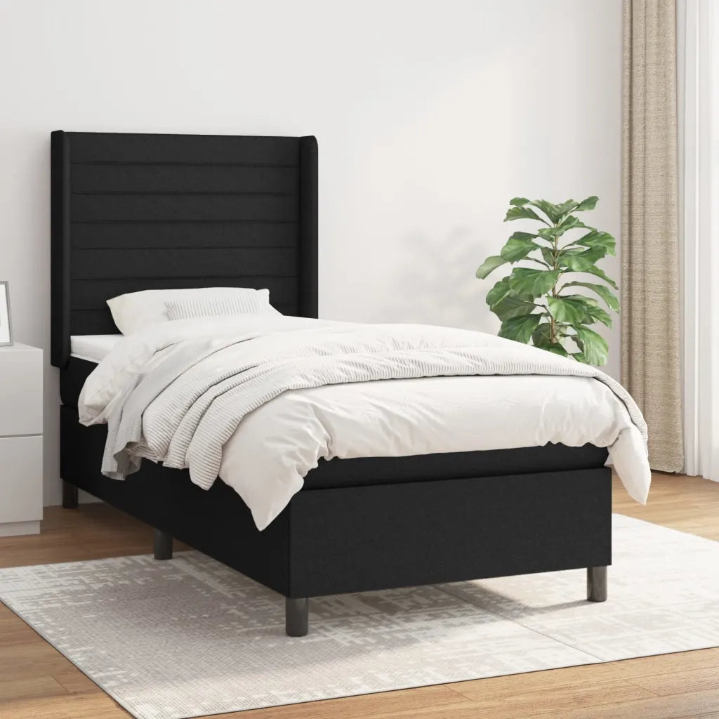 Giroletto a Molle con Materasso Nero 100x200 cm in Tessuto 3131491