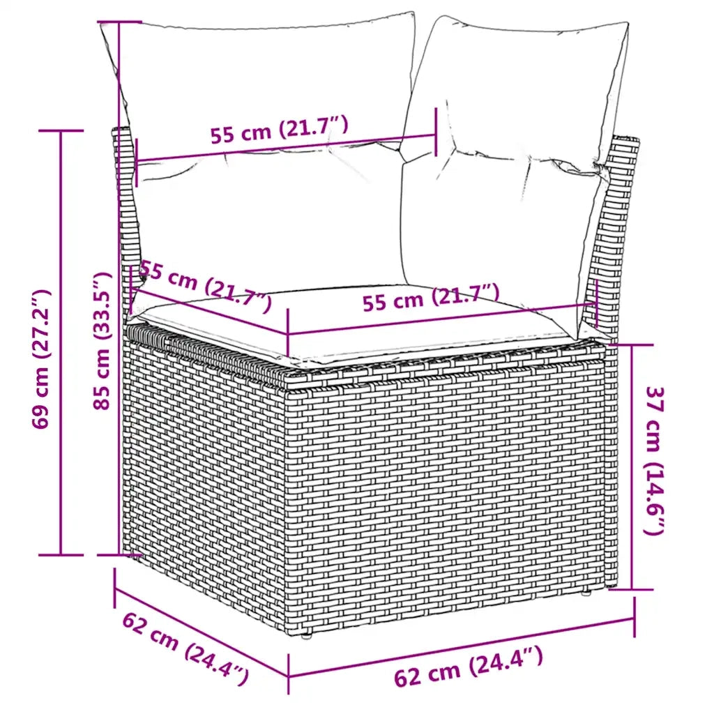 Set Divano da Giardino 5 pz con Cuscini Beige in Polyrattan 3217639