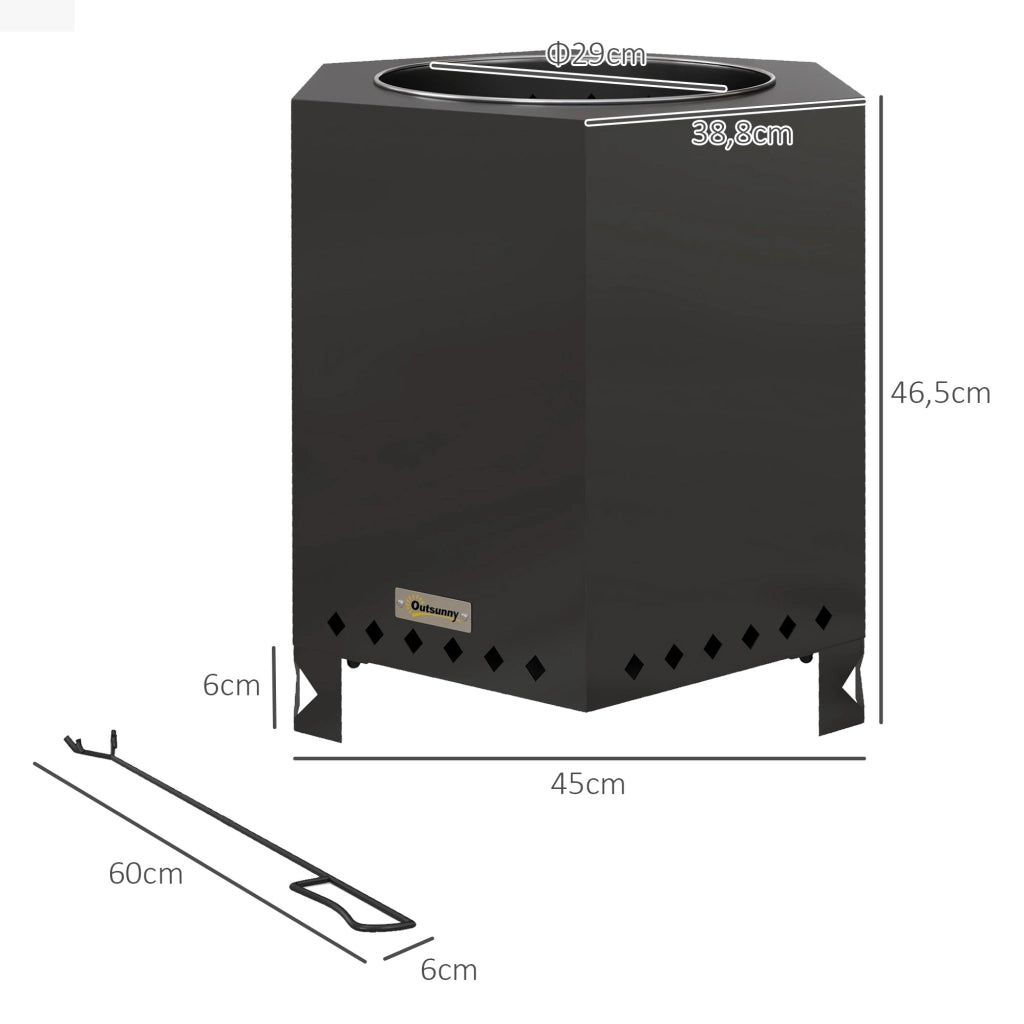 Braciere per esterno ¨C Minimal ¨C Argento Nero 45x39x47 cm
