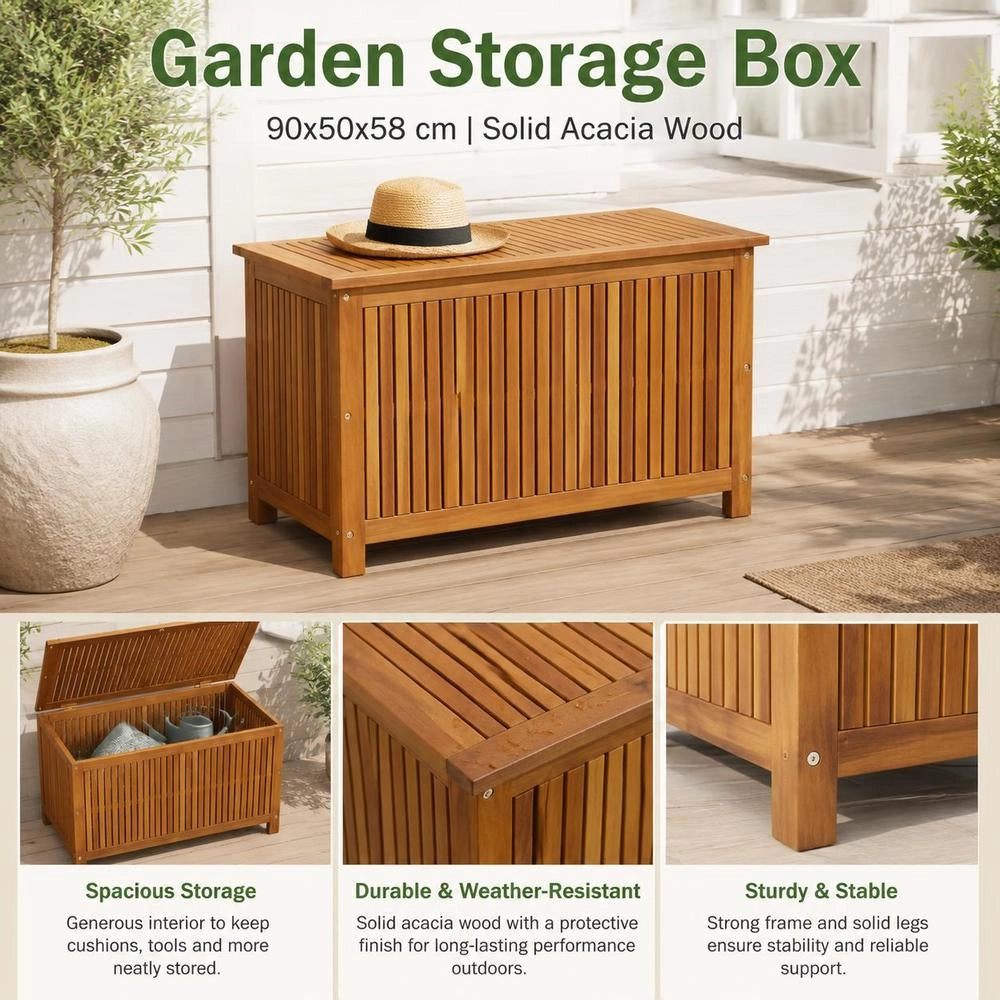 Garden Box 90x50x58 Cm Solid Acacia Wood