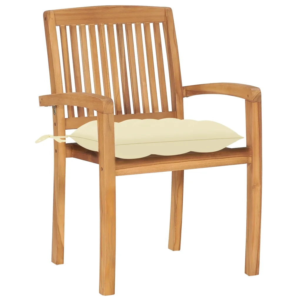 Sedie da Giardino Impilabili 8 pz con Cuscini Massello di Teak 3073281
