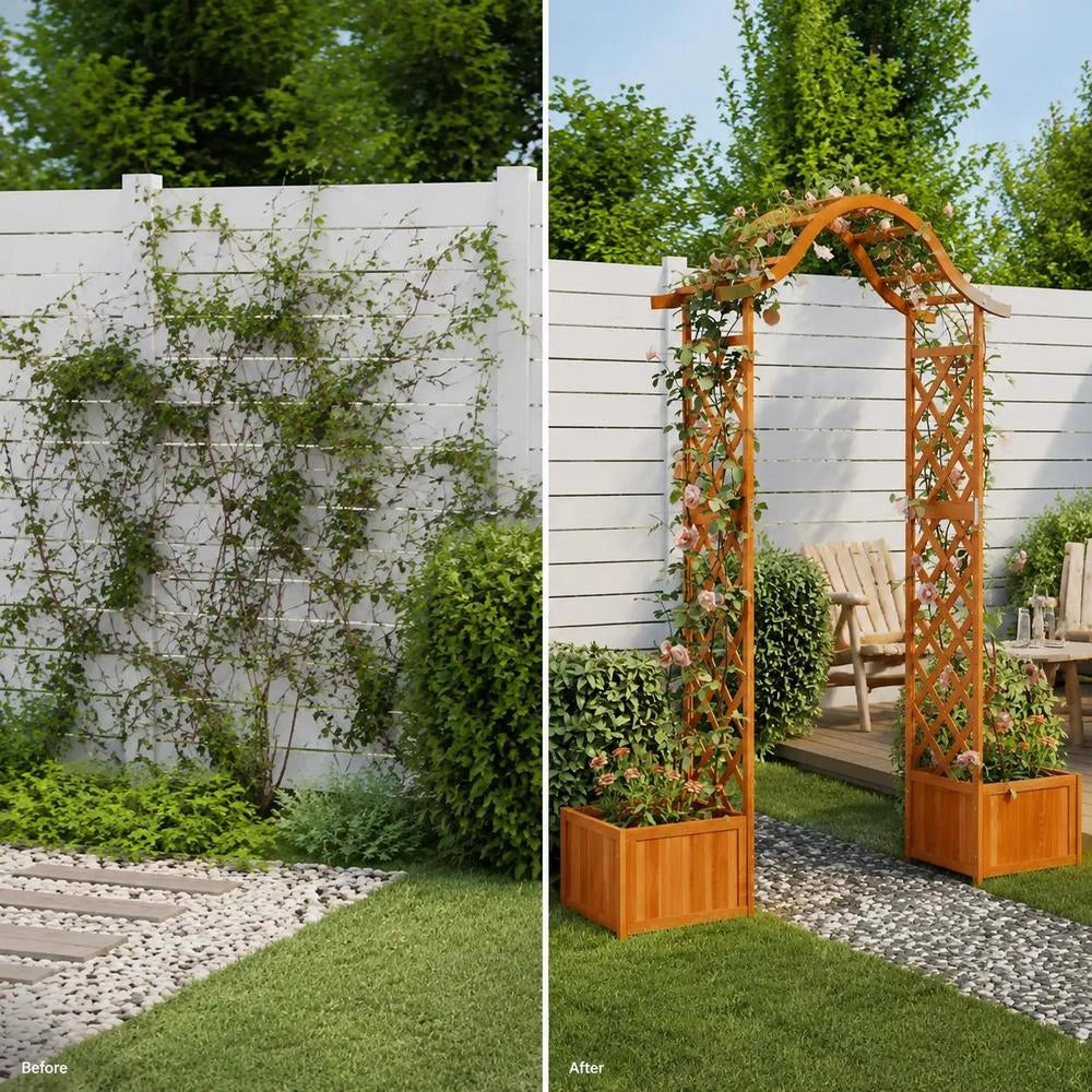Garden Pergola With Flower Box, Solid Fir Wood
