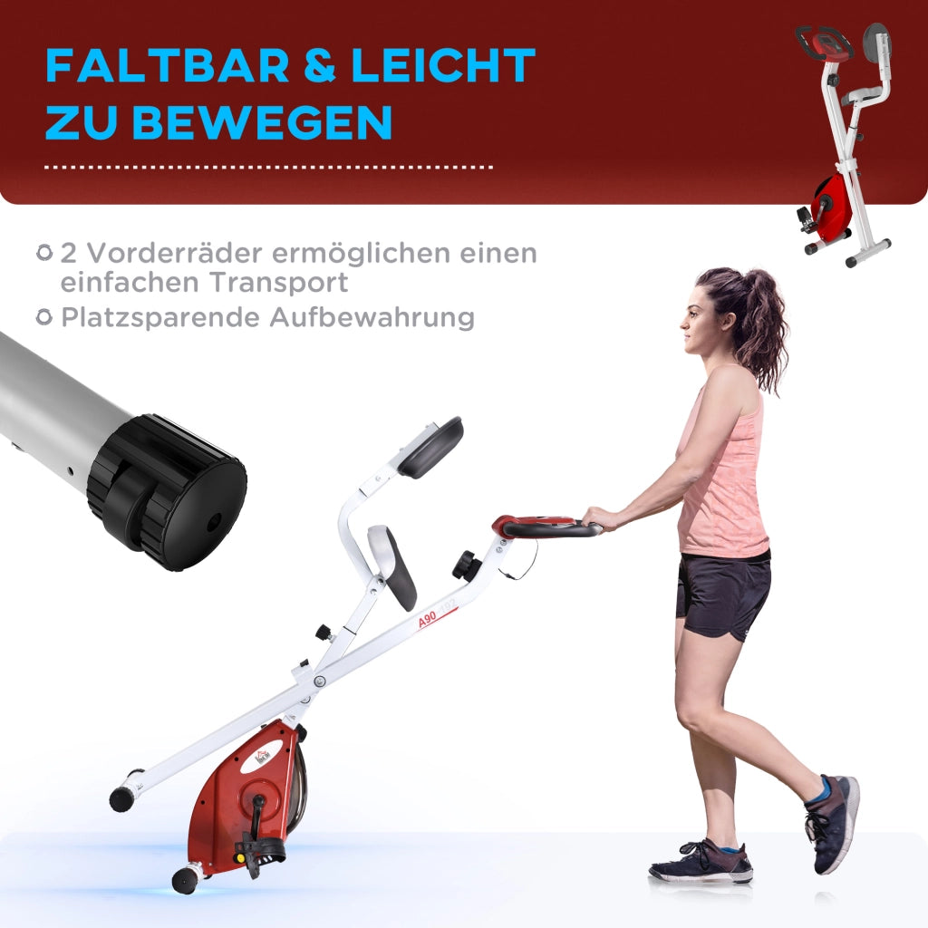Cyclette con resistenza magnetica 8 livelli regolabile in altezza display LCD ¨C zephmum ¨C Rosso Bianco