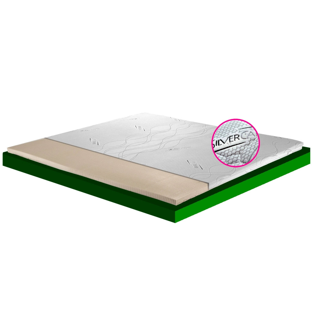 Topper lattice, sopramaterasso in 100% LATTICE ANALLERGICO, Alto 4 cm con tessuto antimicrobico sfoderabile 4 lati con filo in ARGENTO - STAR LATEX singolo 80x190