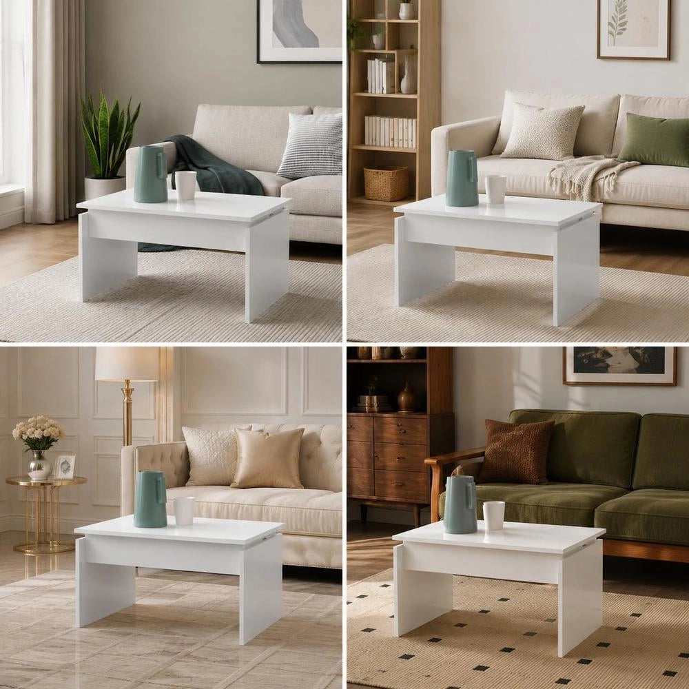 Coffee Table White 68x50x38 Cm Wood Material