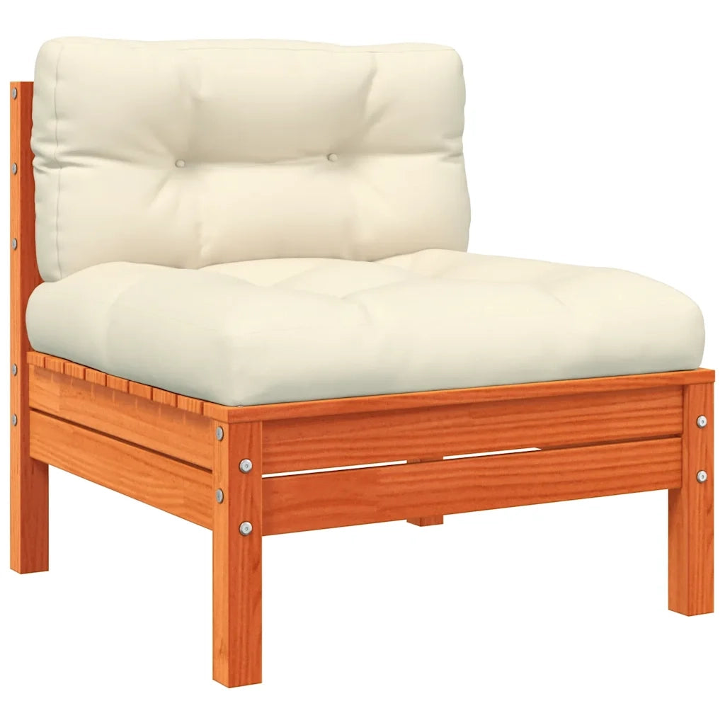 Divano Giardino con Cuscini e Poggiapiedi-Sofa da Giardino-Divanetto da esterno Legno Massello Pino