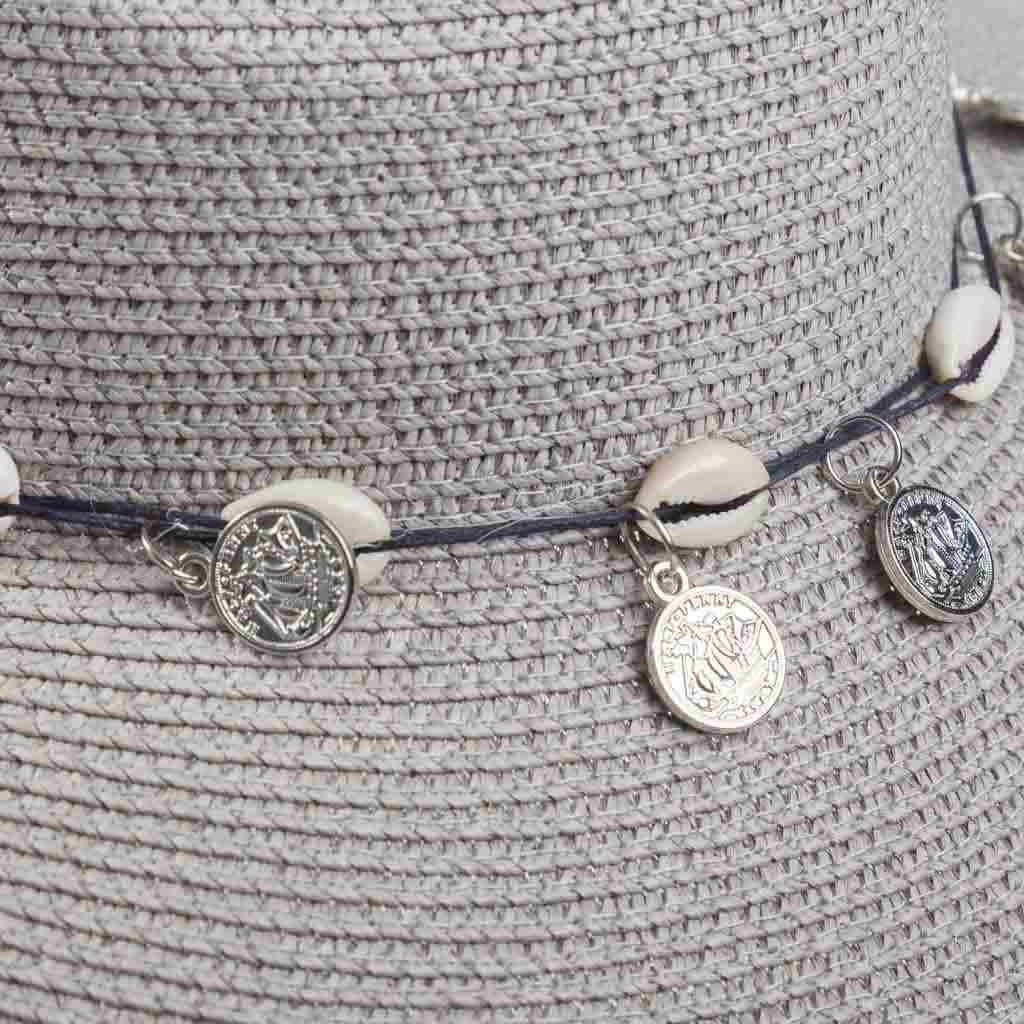 Cappello panama grigio con decoro 58