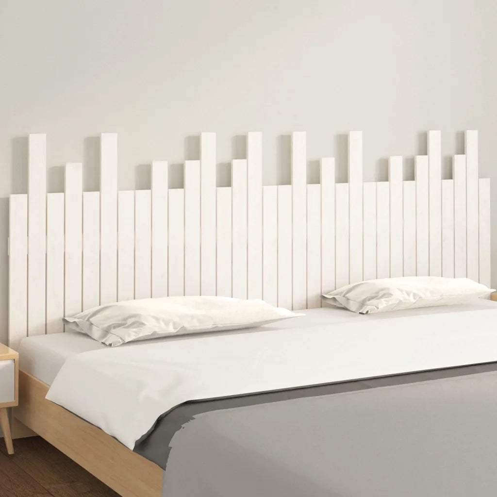 Testiera da Parete Bianca 204x3x80 cm in Legno Massello di Pino 824779