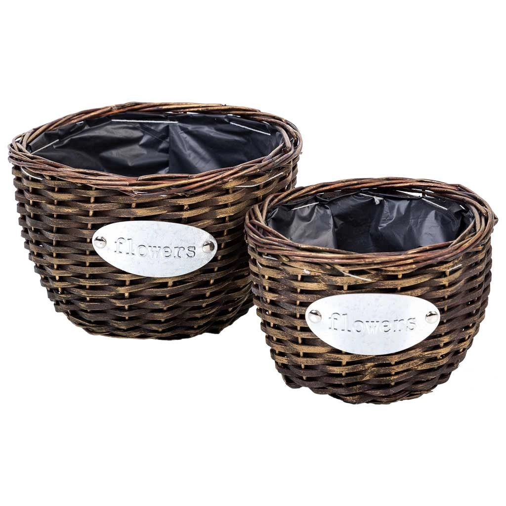 Set di 2 cestini in vimini marrone