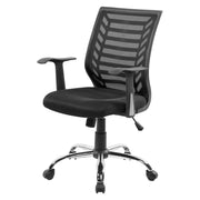 Sedia da ufficio Camaleonte, Sedia operativa a rete con braccioli, Seduta ergonomica da ufficio, 59x60h93/103 cm, Nero