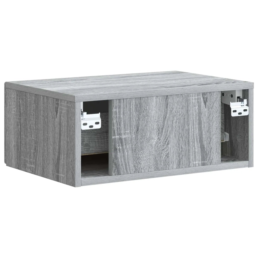 Set di 2 Comodini | Armadio da Notte | Mobiletto da notte a muro Grigio Sonoma 49 x 34,5 x 20 cm