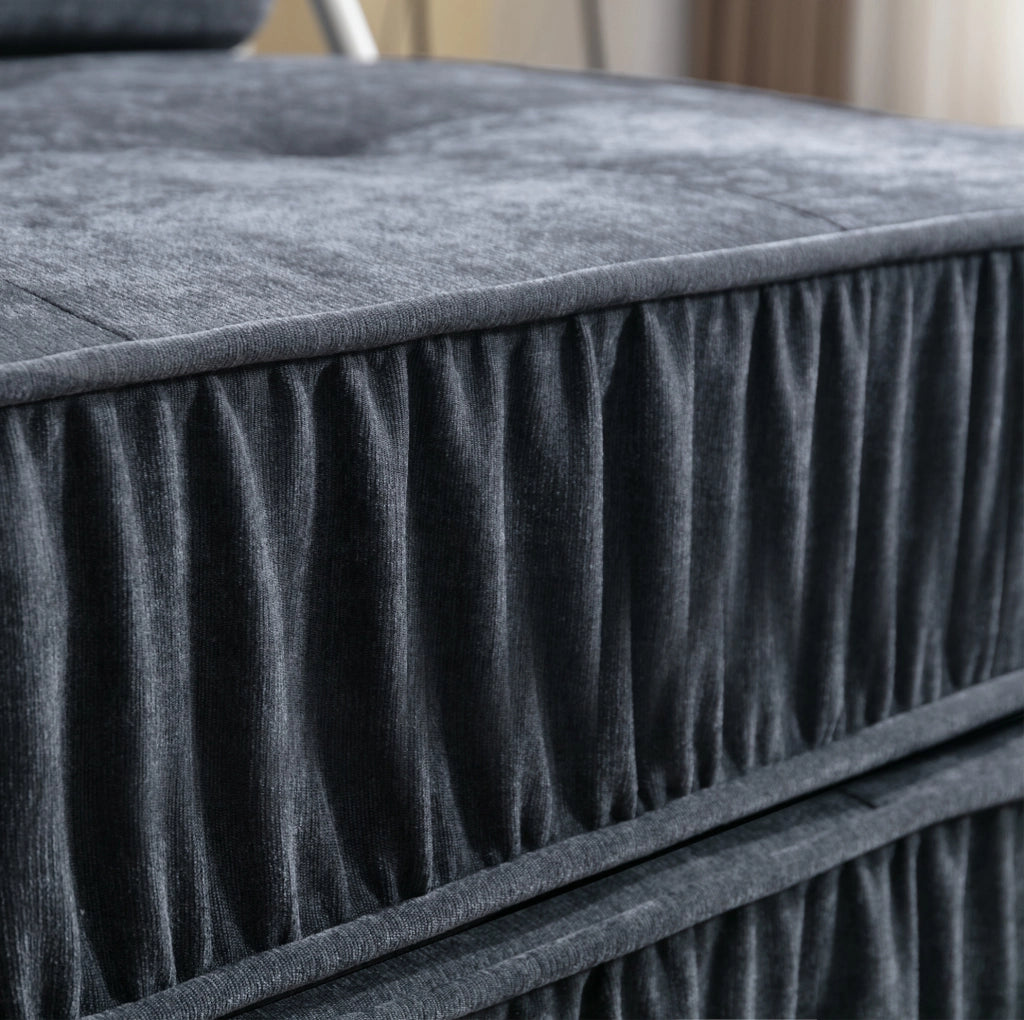 Divano letto pieghevole 186x93 cm con rivestimento in ciniglia grigia