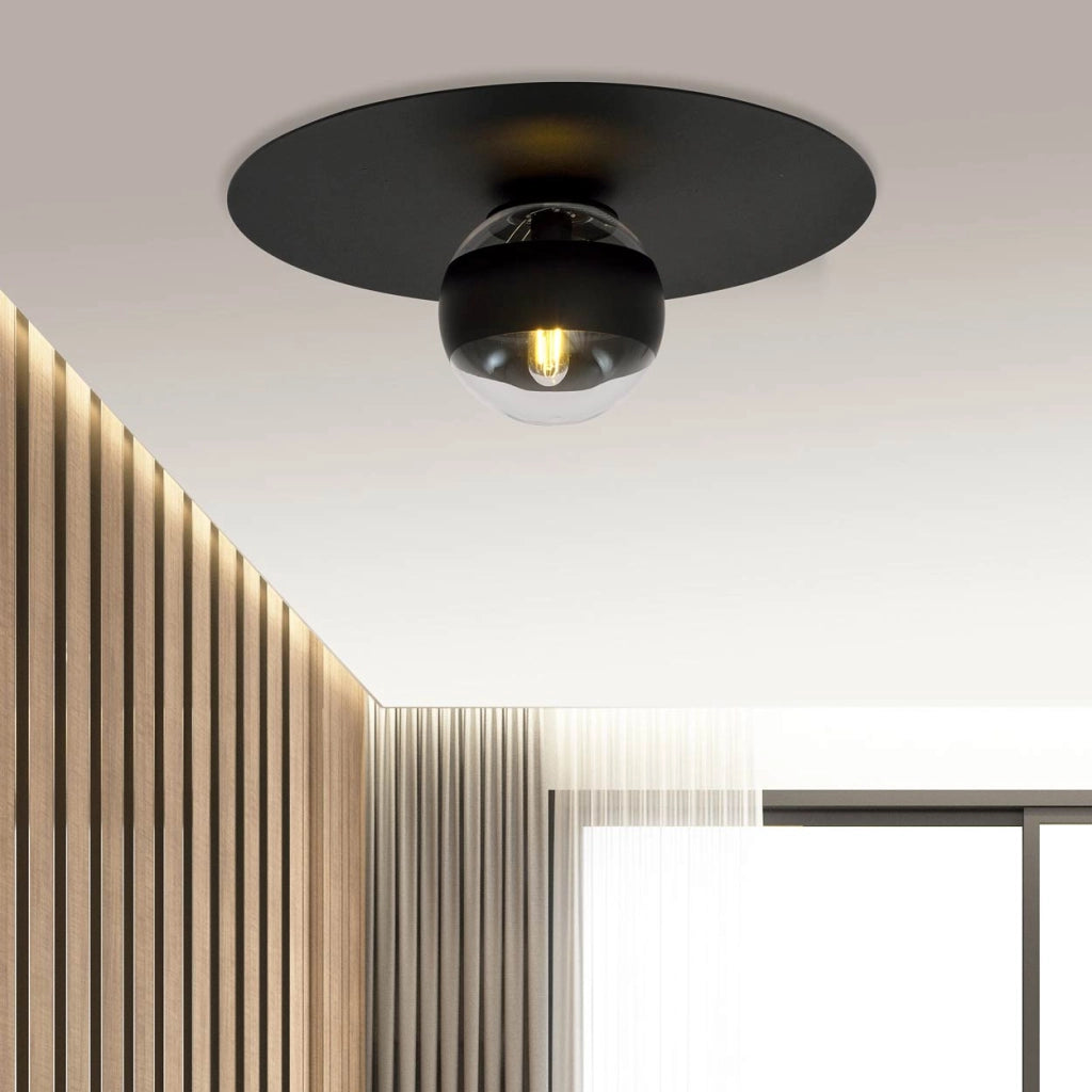 Plafoniera Emibig Solar 1 luce E14 nera dimmerabile