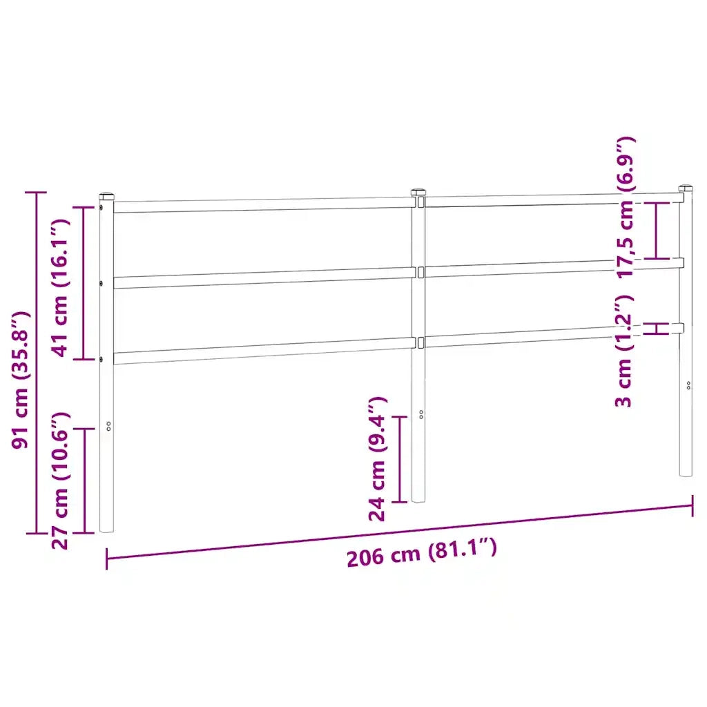 Testiera di Ricambio in Metallo Nero 200 cm 355403