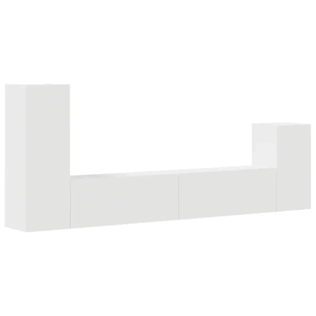 Set di Mobili Porta TV 4 pz-Credenza per TV Bianco in Legno Multistrato 395751