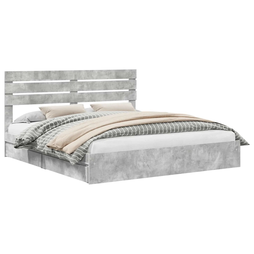 Letto con Contenitore con testiera Grigio cemento 180 x 200 cm 3411551