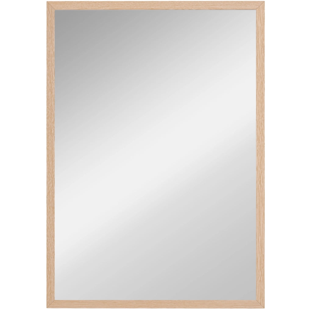 Specchio da parete 50x70 cm con 4 ganci, MDF naturale