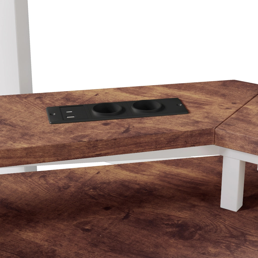 Letto a soppalco 140x200 cm con scrivania; LED; 2 prese; USB e Type-C bianco HOMVRA