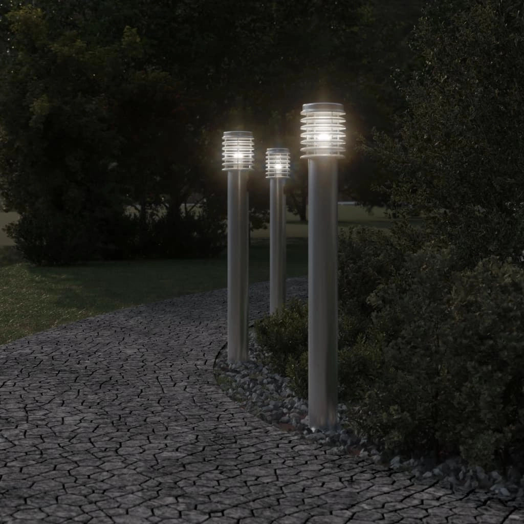 Lampada da terra per esterni con uscita argentata 110 cm acciaio inox argento 02_0042532