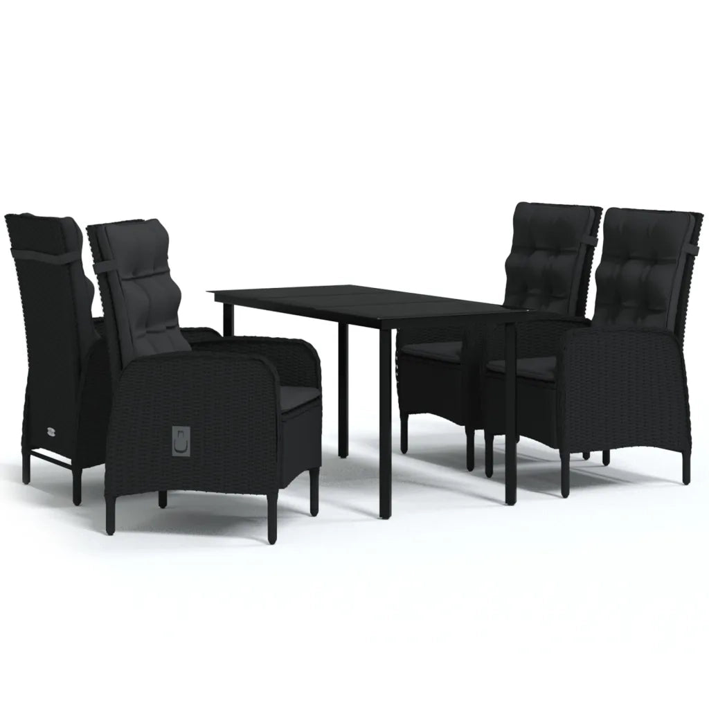 Set da Pranzo da Giardino 5 pz con Cuscini Nero 3099355