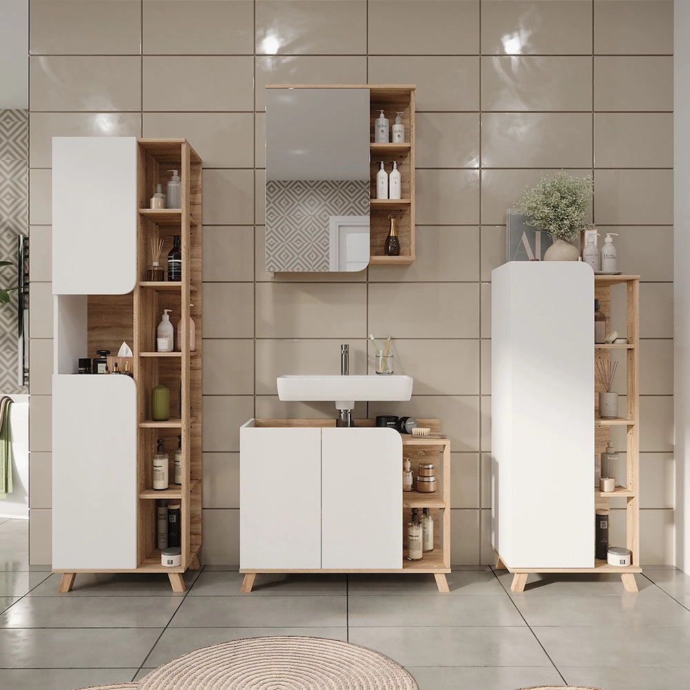 Vicco Mobile a specchio Sonoma/Bianco 60 x 75 cm