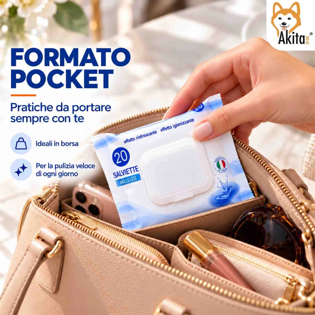 Akitaink 12 Confezioni Salviettine Milleusi Pocket 240 Pz