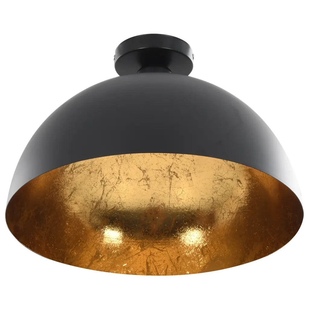 Lampadari 2 pz Nero e Oro Semi-Sferici E27 50873
